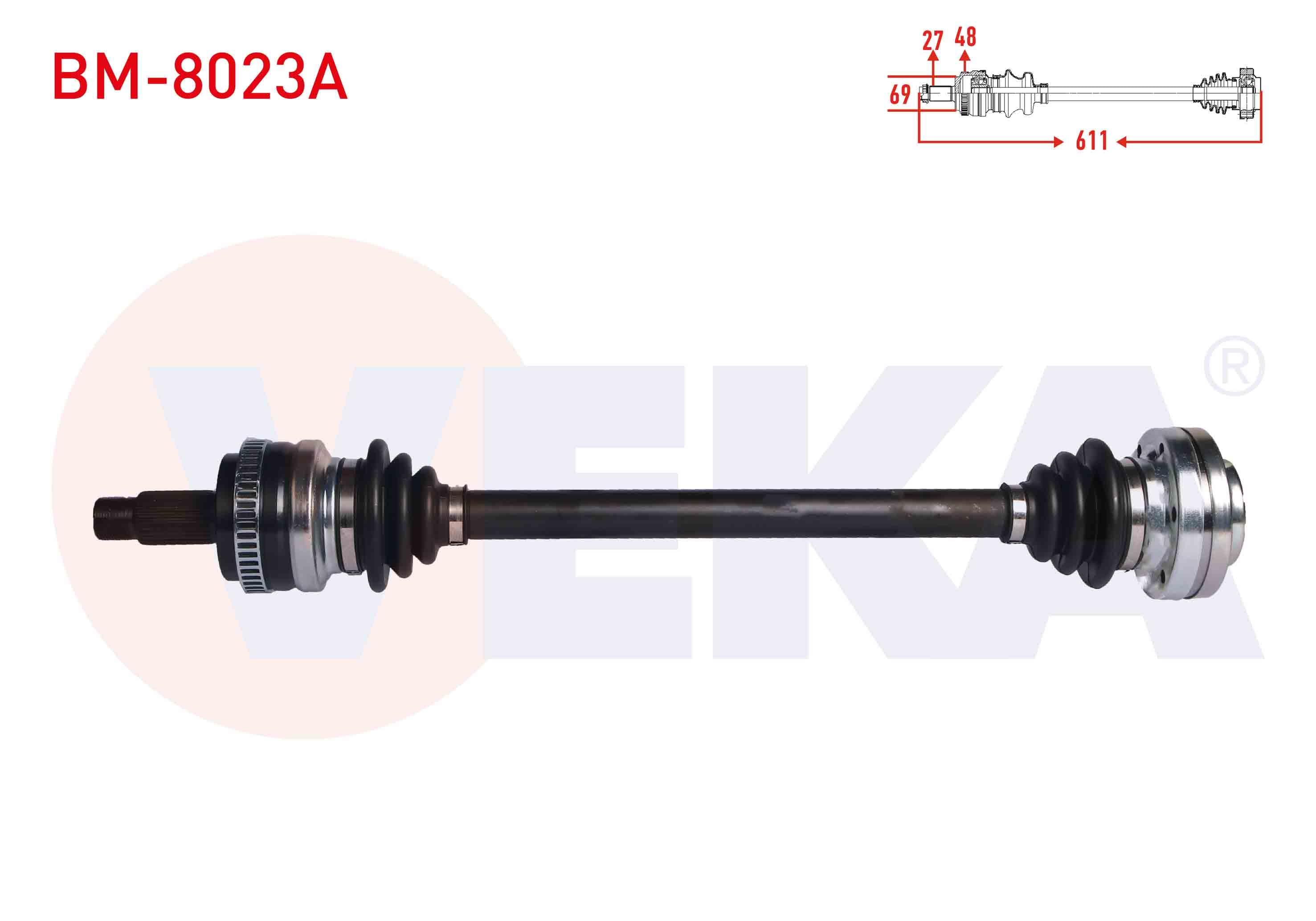 VEKA BM-8023A | Komple Aks Sol Arka BMW 3 Serisi (E90) 320 İ A-T ABS li 48 Dıs Uzunluk 611 mm 2005-2011