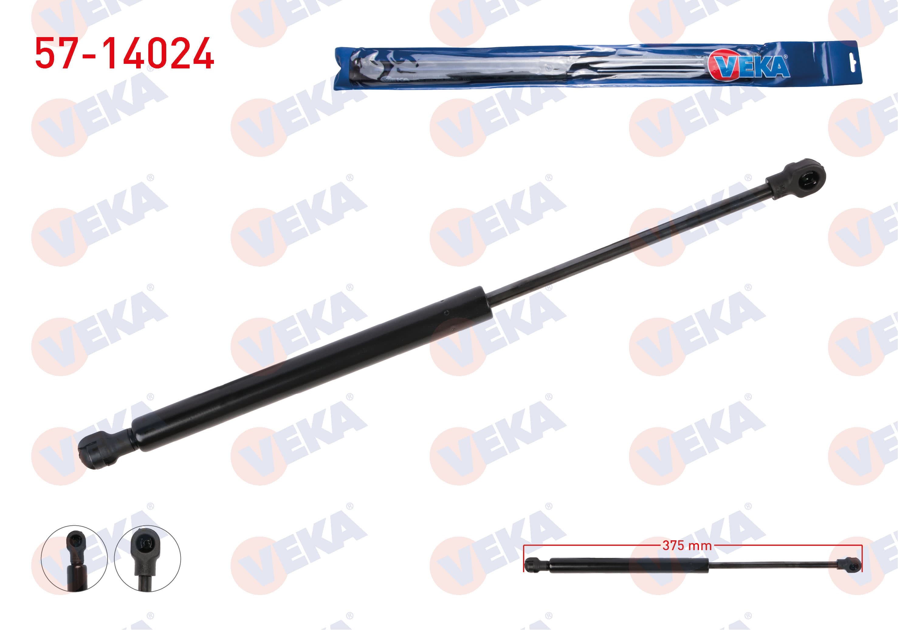 VEKA 57-14024 | Motor Kaput Amortisörü 375mm / 350N BMW (E81, E82, E87, E87 Lcı, E88) 5 Kapı 2005-2012 | 2 Adet
